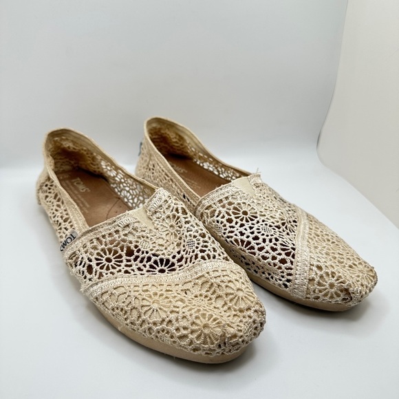 Toms Alpargata Cloudbound Slip On Flat Shoes Natural Moroccan Crochet Sz 7 - Picture 3 of 10